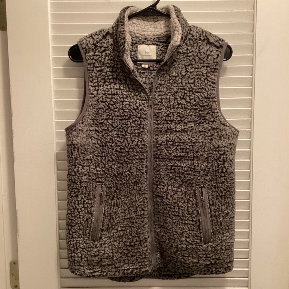 Thread and Supply Nubbie Zip Up Vest Woman's Charcoal Size